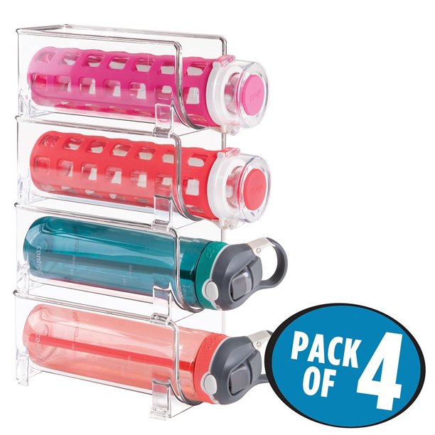 mDesign Stackable Water Bottle Storage Rack for Kitchen