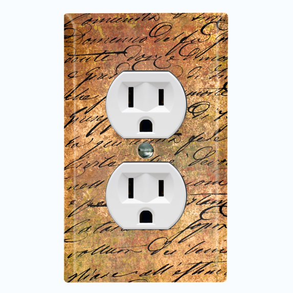 Metal Light Switch Plate Outlet Cover (Image of Rusty Metal Letter Damask LET001)