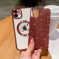 thumbnail image 2 of Compatible with iPhone 12 Magnetic Glitter Case-6.1 Inch, Luxury Love Heart Pattern Plating Clear Case, Compatible with MagSafe for Women Girls Shockproof Back Cover-Red, 2 of 14