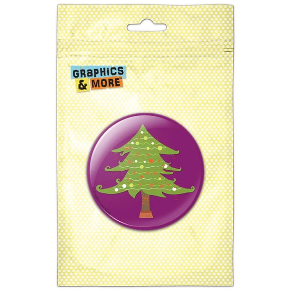 Quirky Christmas Tree with Decorations Pinback Button Pin Badge