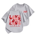 thumbnail image 1 of PMVFHDE Hauts Tube pour Filles T-Shirts Graphiques pour Filles Hauts Tendance pour Fille 2025 Hauts d'Été Mignons pour Filles T-Shirts pour Filles T-Shirt à Manches Courtes pour Enfants T-Shirt Imprimé Col Rond Confortable Gris, 8-9 Ans, 1 of 4