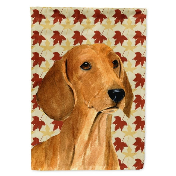 Carolines Treasures SS4369-FLAG-PARENT Dachshund Fall Leaves Portrait Flag  multicolor