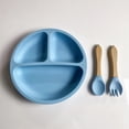 thumbnail image 2 of Suction Plates for Baby with Spoon Fork Divided Toddler Plate with Suction Silicone Baby Self Feeding Set for Boys Girls, 2 of 8