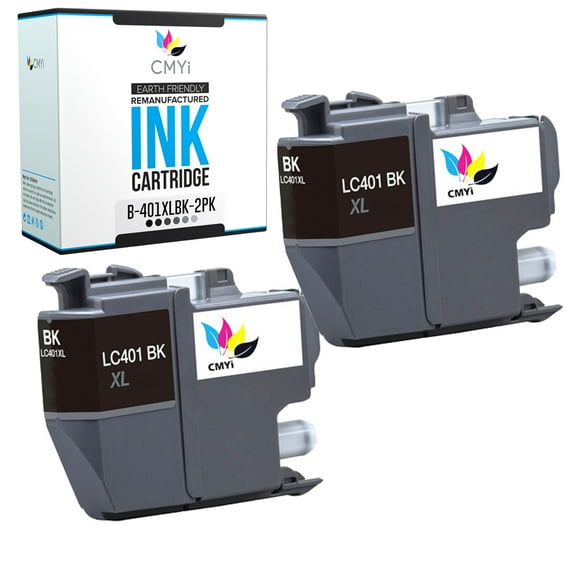CMYi Black Ink Cartridges Compatible for Brother LC401XL DCP and MFC Series Inkjet Printers, 2 Pack
