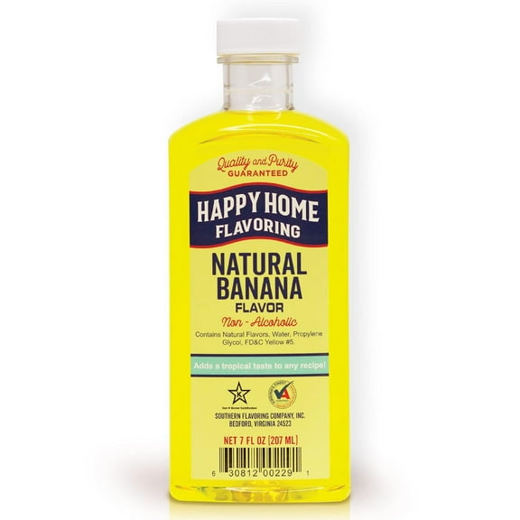 Happy Home Natural Banana Flavoring, Non-Alcoholic, Certified Kosher, 7oz.