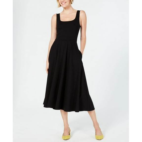 Alfani Tank Fit Flare Midi Dress Deep Black L
