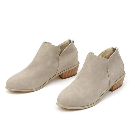 

Deals of the Day Tarmeek Boots for Women Womens Fall Winter Boots Vintage Pointed Toe Ankle Boots Chunky Heeled Shoes Boots Shoes for Women Booties for Women