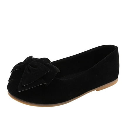 Toddler Girls Dress Shoes  Infant Baby Non Slip Princess Shoes  Kids Front Bowknot Low Heels Party Wedding Dance Shoes Black 2T