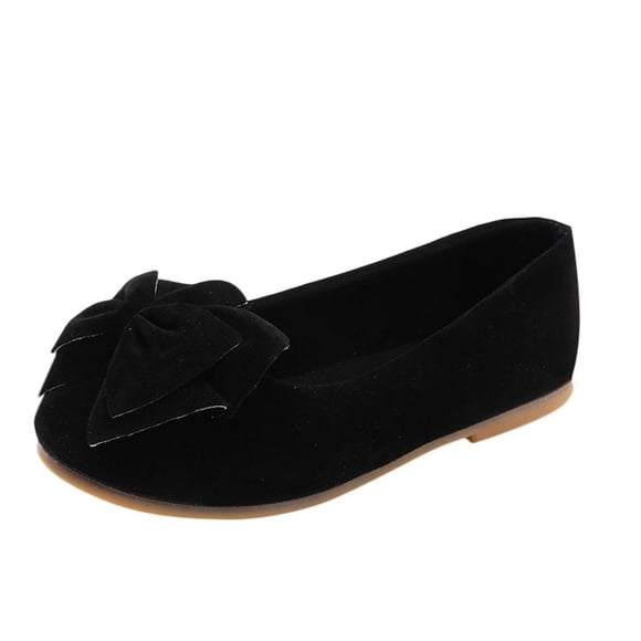 Girls Flats Suede Bowknot Shallow Slip On Round Close Toe Solid Color Colorful Soft Sole Non Slip Comfortable Spring Summer Ballet Dress Shoes for 12 Months-5 Years Black