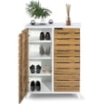 thumbnail image 3 of Modernist Multi-Functional Foyer Shoe Cabinet, 8 Tier Rack Organizer & Grid-Style Doors, Freestanding Unit, Stackable & Portable Storage for Entryway, Hallway, Bedroom, Bathroom, Living Room, 3 of 9