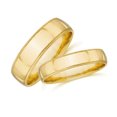 thumbnail image 2 of Pompeii3 Matching Gold His Hers Polished Wedding Band Ring Set, 2 of 5