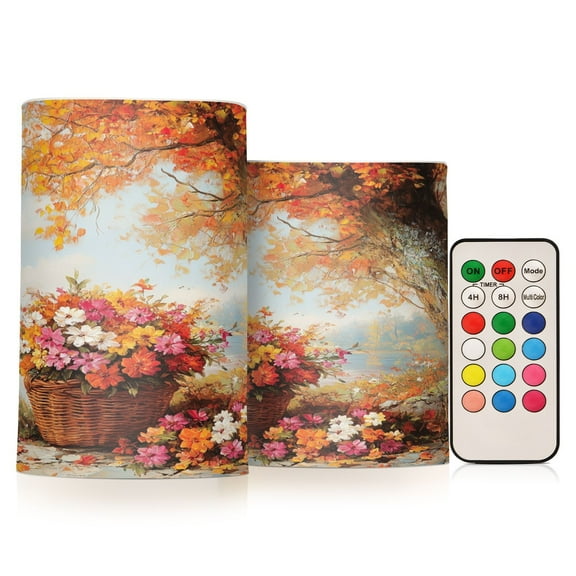 BZSMCE Flameless Candles LED Lights Basket Of Flowers in Autumn Creativity Battery Candles