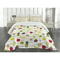 thumbnail image 3 of Ambesonne Fruits Quilted Bedspread Set 3 Pcs, Summer Fresh Eating, Queen Size, Purple Yellow Ruby, 3 of 5