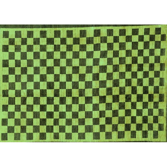 Ahgly Company Indoor Rectangle Checkered Turquoise Blue Modern Area Rugs, 6' x 9'
