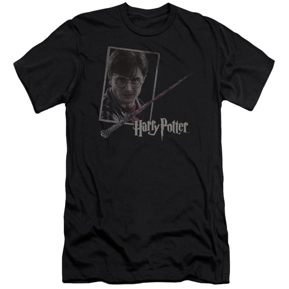 Harry Potter - Harrys Wand Portrait - Premium Slim Fit Short Sleeve Shirt - Large