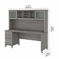 thumbnail image 4 of Somerset 72W Office Desk with Drawers and Hutch in Gray - Engineered Wood, 4 of 7