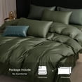 thumbnail image 2 of MooMee Duvet Cover Set King 600-TC 100% Extra Long-Staple Cotton Sateen Silky Smooth Luxury (Olive Green), 2 of 6