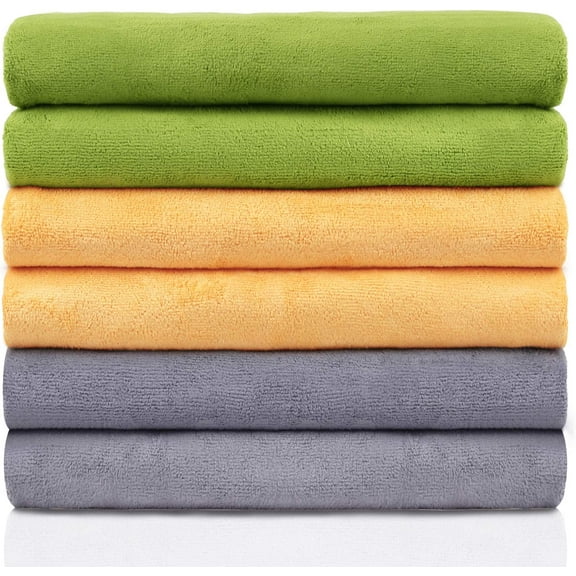 MERRY HOME Microfiber Bath Towel - 27' x 55' 6 Pack Bath Towel Sets Ultra Soft & Absorbent, Quick Dry for Pool, Spa & Gym