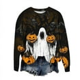 thumbnail image 5 of Censtreet Women's Halloween Figure Graphic Print Sweatshirt Round Neck Long Sleeve Contrast Color Graffiti Pullovers, 5 of 6