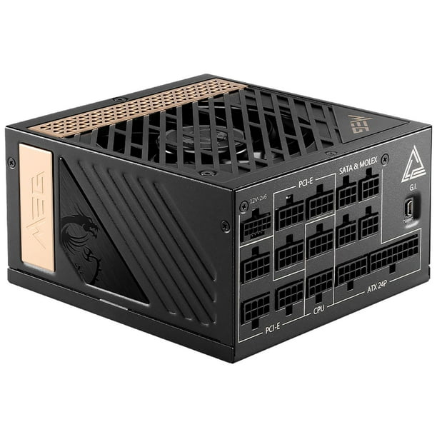 Fuente de Poder PC 1300W Gamer MSI MEG Ai1300P PCIE5 80 Plus Platinum Modular negro