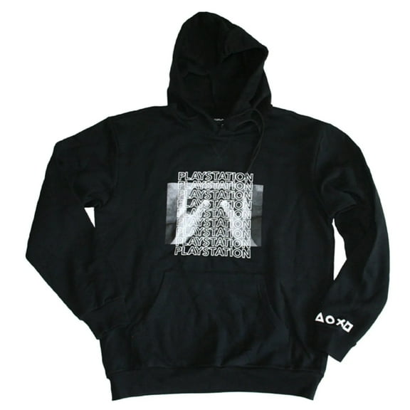 Playstation Men's Black Hoodie with Front & Back Graphics (Large)