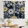 thumbnail image 4 of Boho Floral Kitchen Curtains 39 Inch Length for Small Window Treatments, Blue Rod Pocket Top Tier Curtains Short Bathroom Curtains for Closet Door Coverings, 2 Panels Set, 26x39, 4 of 6