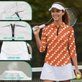 thumbnail image 5 of Garronmavis Orange Polka Dots Women's Golf Shirt and Sun Visor Hat Set Moisture Wicking 3/4 Sleeve Golf Shirts Adjustable Fashion Baseball Golf Cap Suitable for Tennis Enthusiasts Quick Dry, 5 of 7