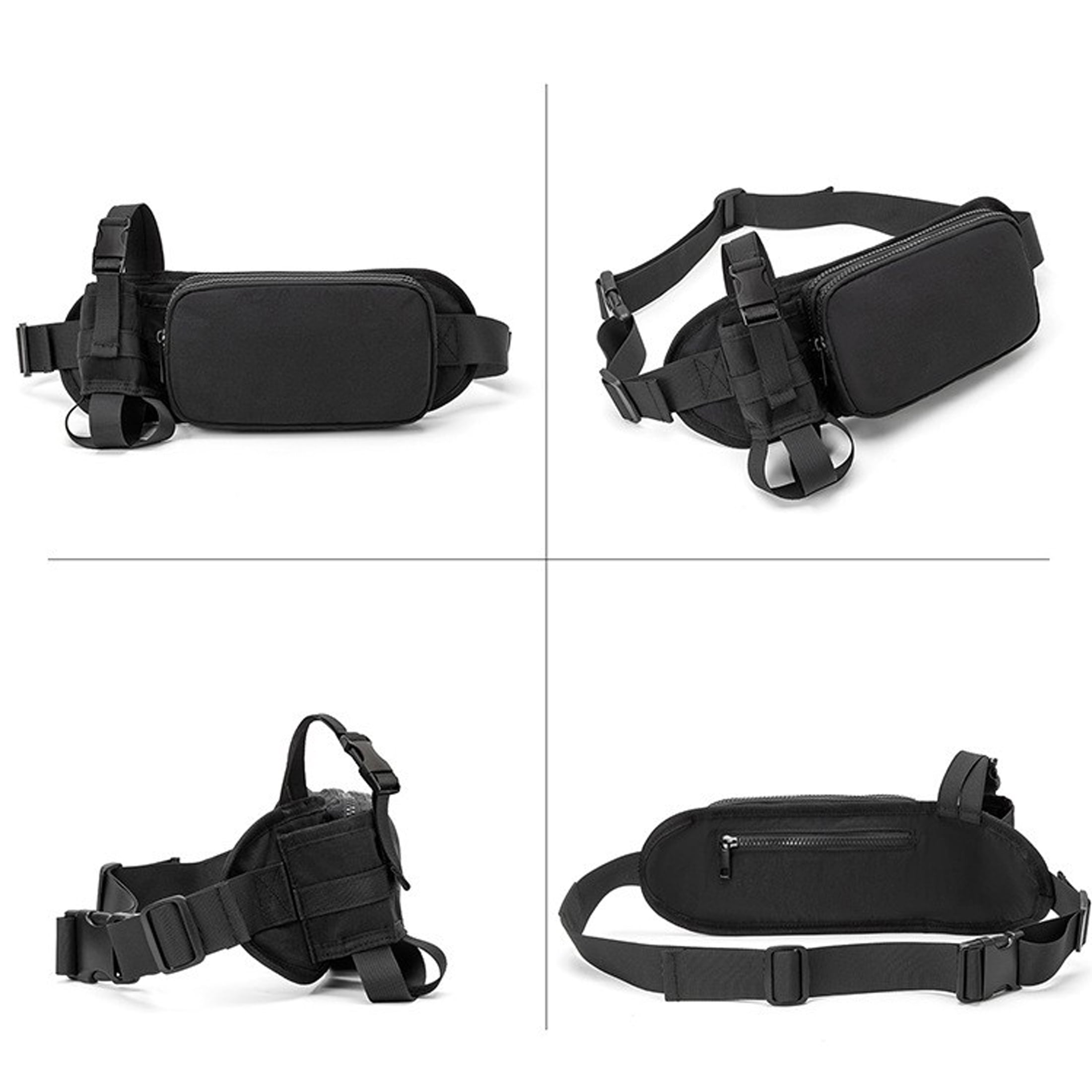 Oxford Cloth Running Belt Pack Large Capacity with Water Bottle Bag Sports Shoulder Pack Adjustable Zipper