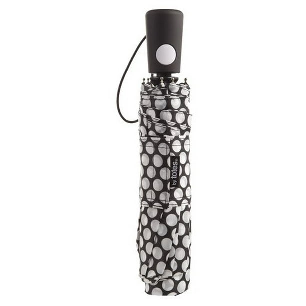 Isotoner Totes Mini Automatic Umbrella Bw Dot