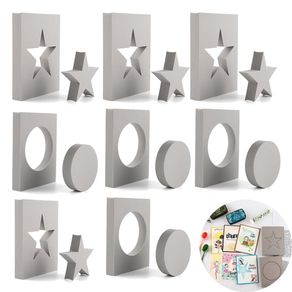 Briartw  8 Pieces,Circle Star Cut Stamping Foams,Reusable Moldable Foam Blocks for Cards background Crafts Tool