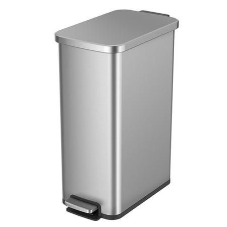 better homes & gardens 13.2 gallon slim stainless steel kitchen trash can modern step-on garbage bin