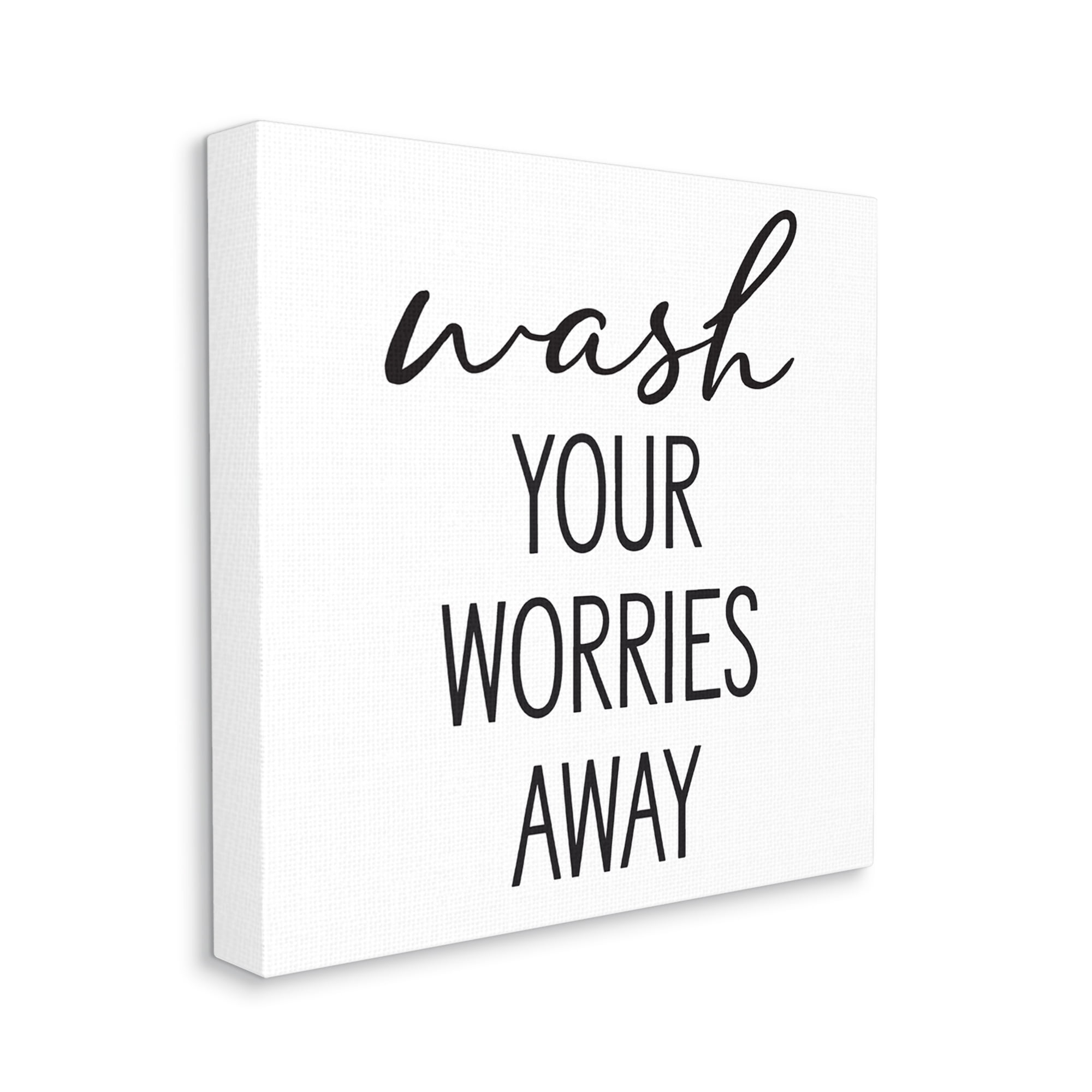 Stupell Industries Wash Your Worries Away Casual Bathroom Typography Graphic Art Gallery Wrapped Canvas Print Wall Art, Design by Lettered and Lined