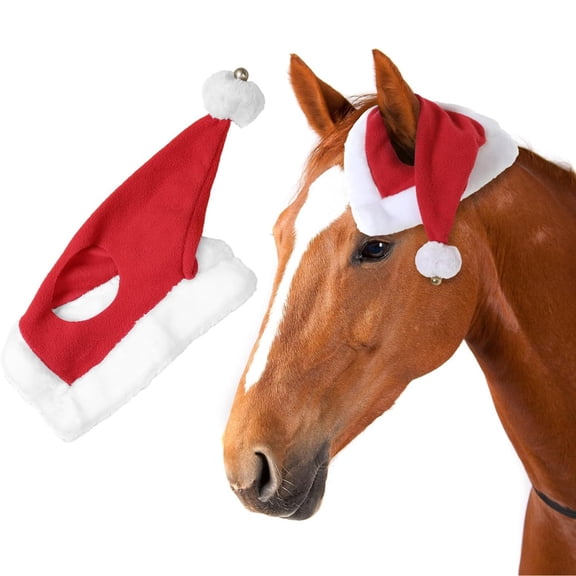 Dserhfy Christmas Horse Hat Universal Winter Thick Warm Red Velvet Santa Hat Xmas Horse Decoration Costume Accessories Party Supplies