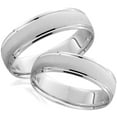 thumbnail image 1 of White Gold Brushed Wedding Band Set Matching Mens Womens Rings 14k 6/5MM, 1 of 1