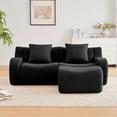 thumbnail image 3 of L-Shaped Teddy Fabric 2-Seat Boneless Sofa, No Assembly, Curved Armrest Streamlined Ergonomic Design, 32D High Density Sponge, for Living Room Rest Area Bedroom, Black, 3 of 9