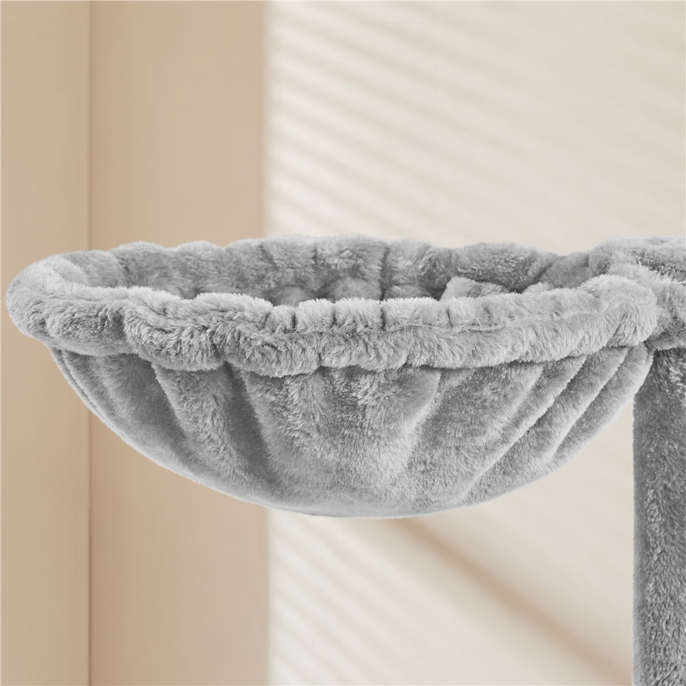 Yaheetech 53.6'' H Multilevel Cat Tree with Ladder, Condo, and Basket, Light Gray