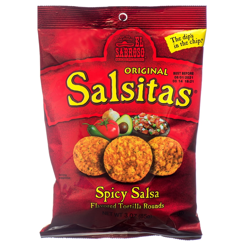 El Sabroso Salsitas Spicy Salsa Round Tortilla Chips (12 x 3 oz. Bags