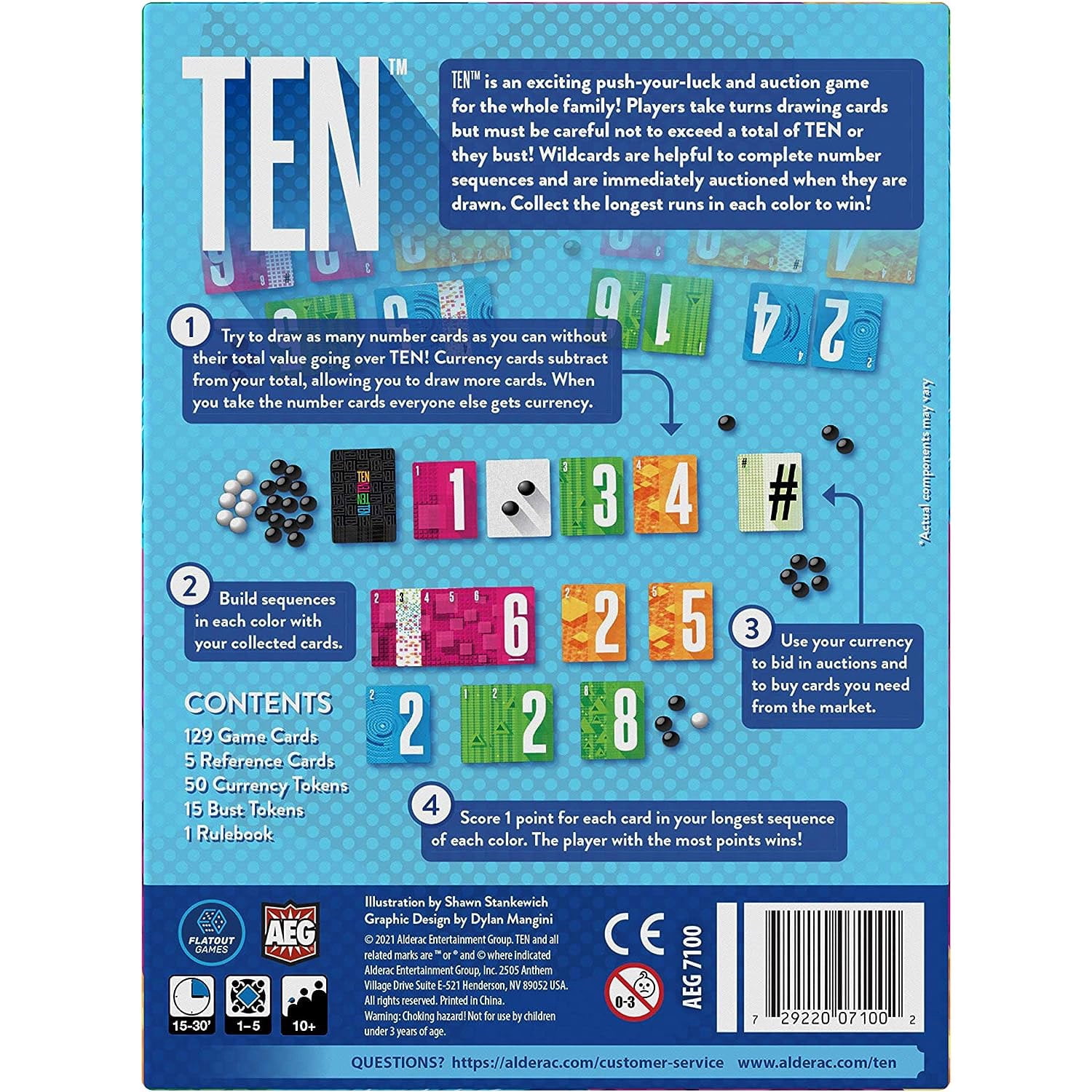 AEG: Ten - Push Your Luck Card Game for The Whole Family | from The Creators of Point Salad | Easy to Learn | Quick to Play | Ages 10 and up | 2-6 Players