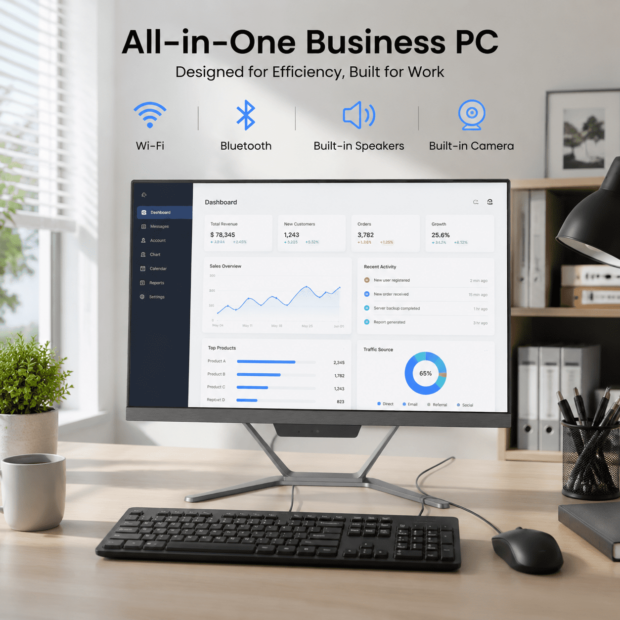 PTZZHEDM 21.5" All-in-One Business Desktop Computer, Intel i7-3610QM, 16Gb Ram, 256Gb Ssd, Win10 Pro, Mouse, Keyboard, Wi-Fi, Bluetooth