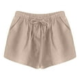 thumbnail image 5 of JINMGG Shorts for Women Clearance $5 Women's Shorts High Waist Linen Loose Casual Thin Wide Leg Linen Shorts Khaki S, 5 of 9