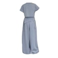 thumbnail image 5 of Girls 2 Piece Formal Outfits Peplum Vest & Elastic Waist Pleated Wide Leg Pants Elegant Kids Clothes Grey Size 5-7 Years, 5 of 6