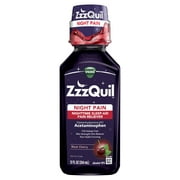 Vicks ZzzQuil Night Pain Liquid Sleep Aid, Non-Habit Forming, Nighttime Pain Reliever, Black Cherry, 12 fl oz