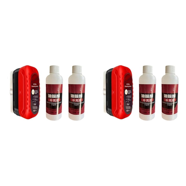 Glass Cleaning Board Glass Oil Film Remover for Car, Glass Coating for Windshield Force Removal (2pc Red&4pc Cleaner)