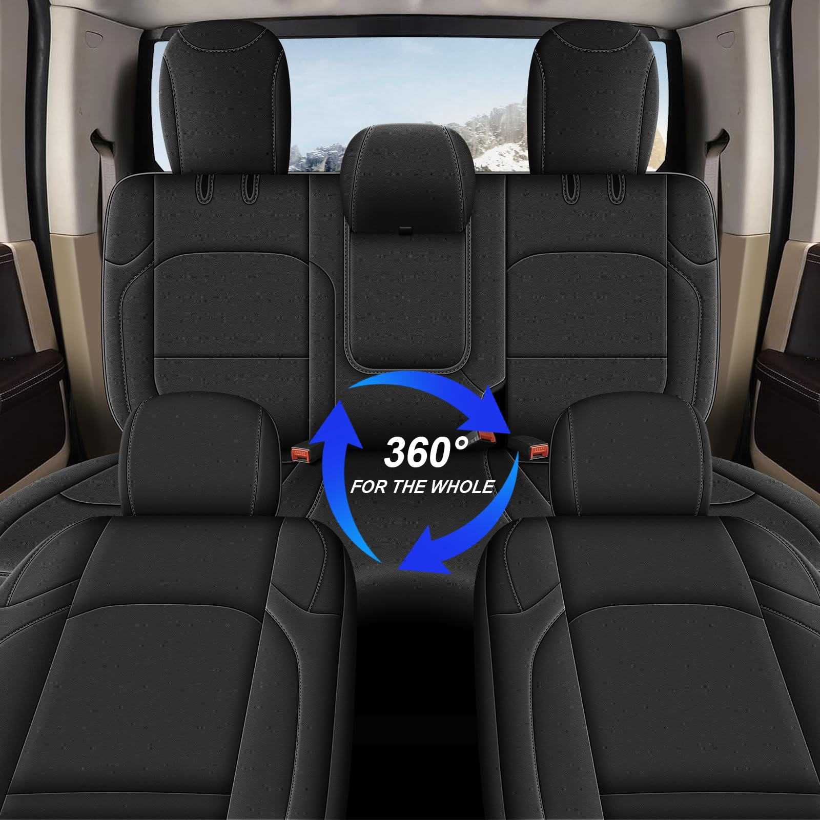 AOMSAZTO Custom Seat Covers for Jeep Wrangler 2018-2024 2-Door Car Seat Covers for Jeep Wrangler Faux Leather Seat Protectors Full Set Black