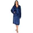 thumbnail image 4 of PAVILIA Plush Hooded Robe For Women | Blue, Fluffy Soft Bathrobe With Hood | Fuzzy Warm Spa Robe, Cozy Fleece Long Robe | Satin Trim, Small-Medium, 4 of 10