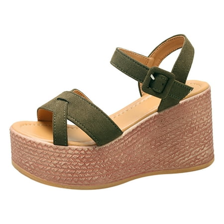 

PEASKJP Platform Sandals Women Dressy Women s Citrine Ella Flat Comfort Sandal- Supportive Adjustable Walking Sandals (Green 6.5)