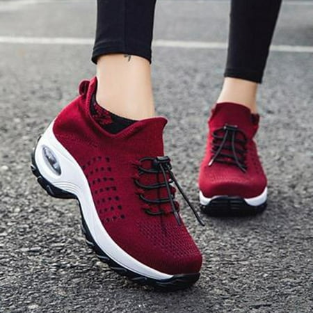 

Ladies Shoes Casual Shoes Lightweight Breathable Fashion Versatile Large Size Lace Up Sports Shoes High Top Steel Toe Sneakers for Women Light Shoes for Women Sneakers Slip on Sneakers for Women with