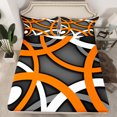 thumbnail image 2 of Manfei Geometric Striped Artistic Full Size Sheets,Abstract Circle Circular Bed Sheets,Orange Gray Black Sheet Sets For Cboys Kids,Breathable Home Decor,4-Piece, 2 of 7