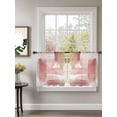 thumbnail image 2 of Sheer Curtains 45 Inch Length 2 Panels Set for Kitchen, Pink Abstract Art Semi Sheer Curtains for Windows, Contemporary Luxury Color Block Voile Window Treatments Rod Pocket Curtain, 2 of 7