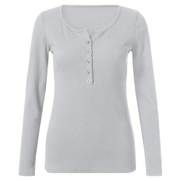 Plus Size Summer Clothes for Women V Neck Shirts Long Sleeve Solid Button Down Basic Tops Tees Lace Tops Women Juniors Dressy Long Sleeve Shirts Button up Crop Top Ladies Cold Grey 2XL